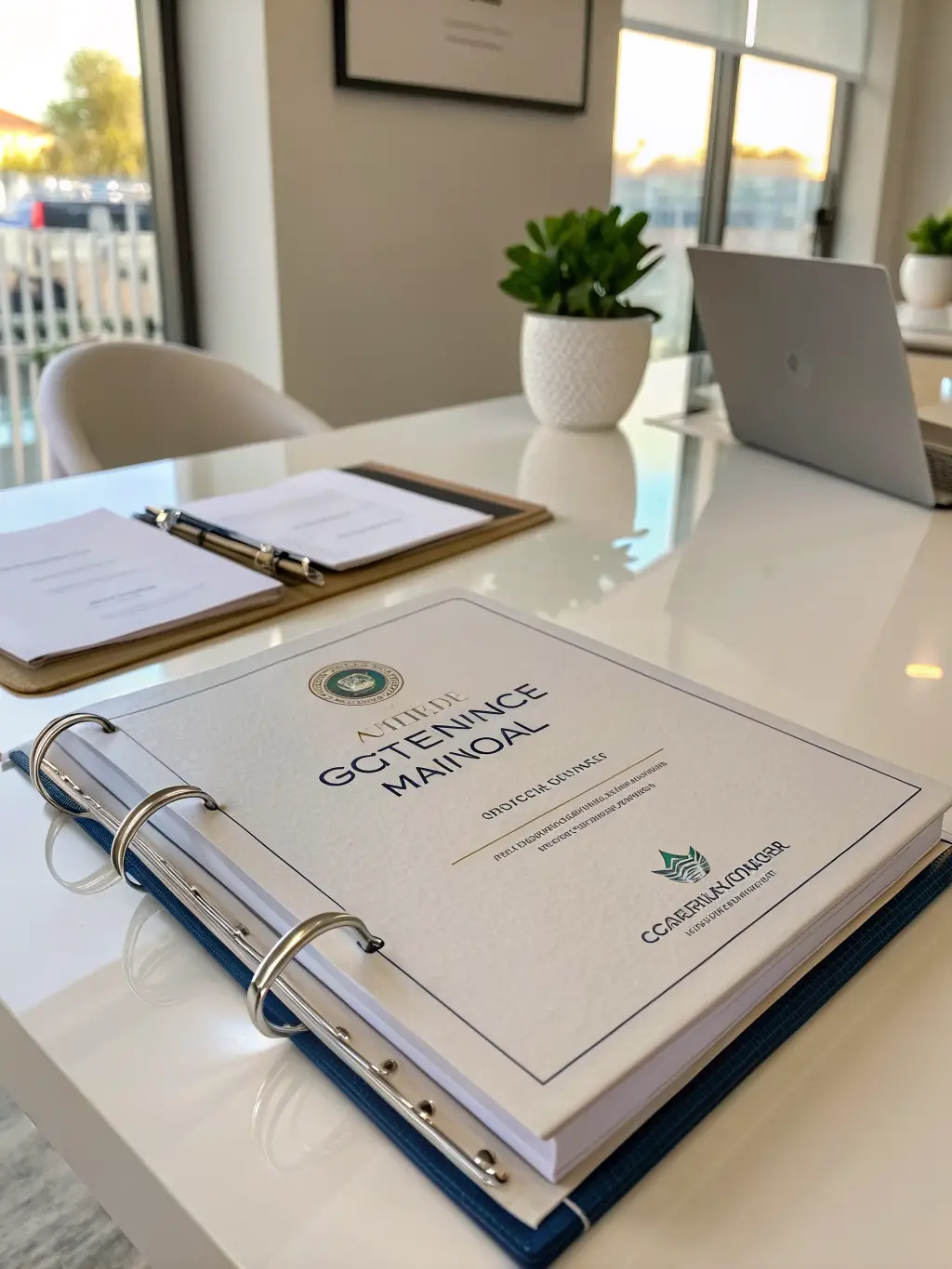Printed RonanSherry clinical governance documentation displayed in a client clinic
